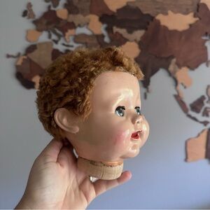 Effanbee Antique 1940’s Baby Short Curly Hair Doll Head with Moving Winking Eyes